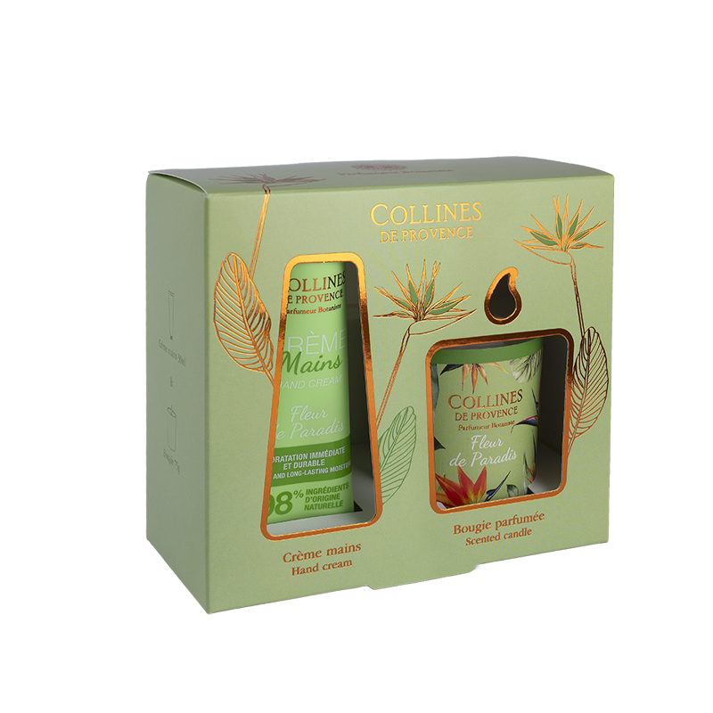 Coffret Crème Main 30ml & Bougie 75g Fleur de Paradis
